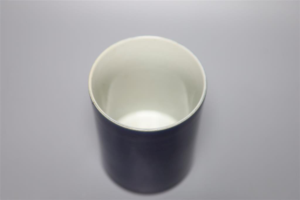 A Chinese blue glazed brushpot, height 13cm